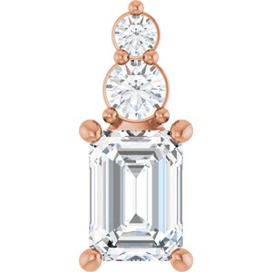 10K Rose Gold 7x5 mm Emerald Pendant Mounting