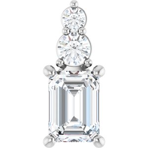 14K White Gold 7x5 mm Emerald 1/6 CTW Natural Diamond Semi-Set Pendant