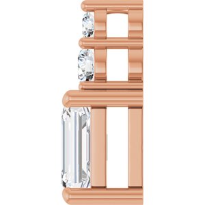 14K Rose Gold 7x5 mm Emerald 1/6 CTW Natural Diamond Semi-Set Pendant – image 5
