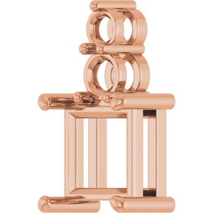10K Rose Gold 7.5x7.5 mm Square Pendant Mounting – image 4