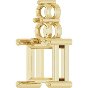 14K Yellow Gold 7.5x7.5 mm Square Pendant Mounting – image 4