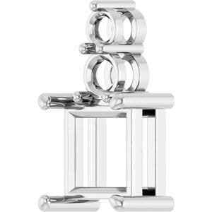 18K White Gold 7.5x7.5 mm Square Pendant Mounting – image 4