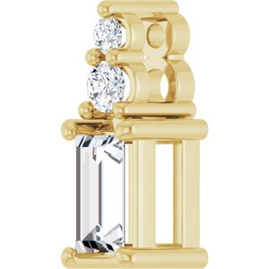14K Yellow Gold 4.5x2.5 mm Straight Baguette Pendant Mounting – image 3