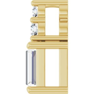 14K Yellow Gold 4.5x2.5 mm Straight Baguette Pendant Mounting – image 5