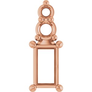 10K Rose Gold 4.5x2.5 mm Straight Baguette Pendant Mounting – image 2