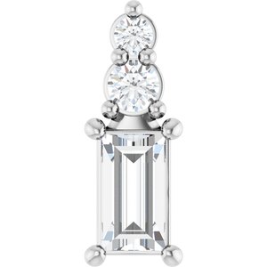 14K White Gold 4.5x2.5 mm Straight Baguette Pendant Mounting