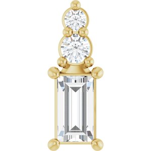 14K Yellow Gold 4.5x2.5 mm Straight Baguette Pendant Mounting