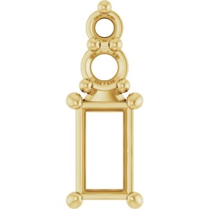 18K Yellow Gold 4.5x2.5 mm Straight Baguette Pendant Mounting – image 2