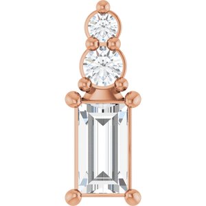 18K Rose Gold 4.5x2.5 mm Straight Baguette Pendant Mounting