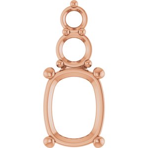 10K Rose Gold 9x7 mm Elongated Cushion Pendant Mounting – image 2