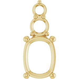 10K Yellow Gold 9x7 mm Elongated Cushion Pendant Mounting – image 2