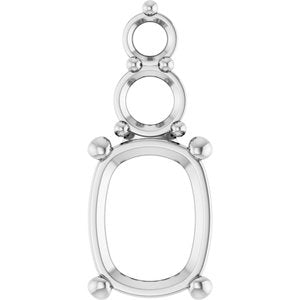 14K X1 White Gold 9x7 mm Elongated Cushion Pendant Mounting – image 2