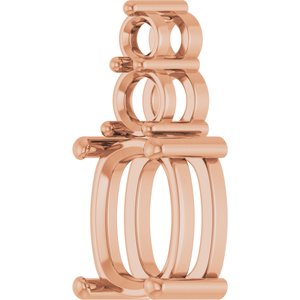 10K Rose Gold 9x7 mm Elongated Cushion Pendant Mounting – image 4