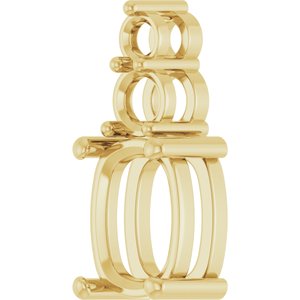 14K Yellow Gold 9x7 mm Elongated Cushion Pendant Mounting – image 4