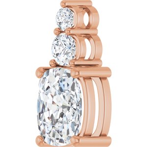 18K Rose Gold 9x7 mm Elongated Cushion Pendant Mounting – image 3