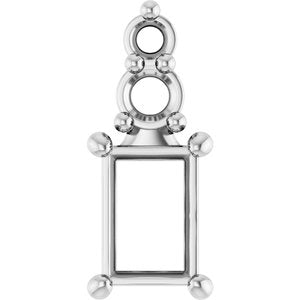 10K White Gold 4.5x3 mm Straight Baguette Pendant Mounting – image 2