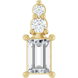 10K Yellow Gold 4.5x3 mm Straight Baguette Pendant Mounting