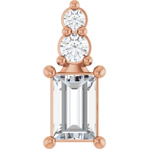 14K Rose Gold 4.5x3 mm Straight Baguette Pendant Mounting