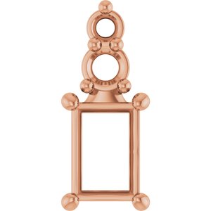 14K Rose Gold 4.5x3 mm Straight Baguette Pendant Mounting – image 2