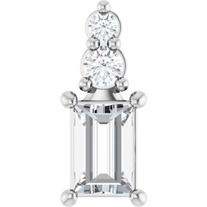 14K White Gold 4.5x3 mm Straight Baguette Pendant Mounting