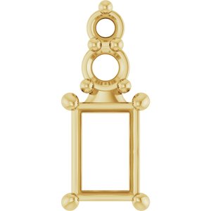 14K Yellow Gold 4.5x3 mm Straight Baguette Pendant Mounting – image 2