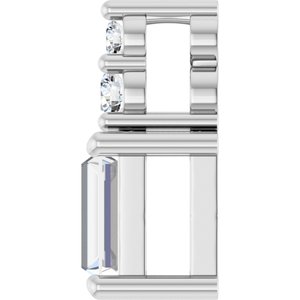 14K White Gold 4.5x3 mm Straight Baguette Pendant Mounting – image 5