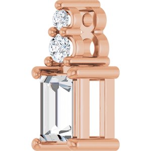 14K Rose Gold 4.5x3 mm Straight Baguette Pendant Mounting – image 3