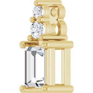 10K Yellow Gold 4.5x3 mm Straight Baguette Pendant Mounting – image 3