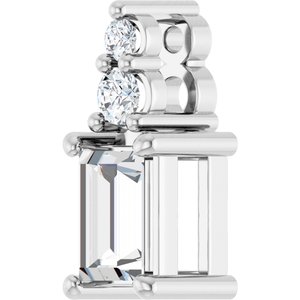 18K White Gold 4.5x3 mm Straight Baguette Pendant Mounting – image 3
