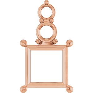 14K Rose Gold 8x8 mm Square Pendant Mounting – image 2