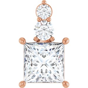 14K Rose Gold 8x8 mm Square Pendant Mounting