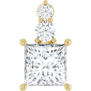 18K Yellow Gold 8x8 mm Square Pendant Mounting