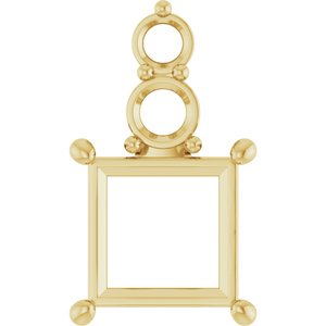 10K Yellow Gold 8x8 mm Square Pendant Mounting – image 2