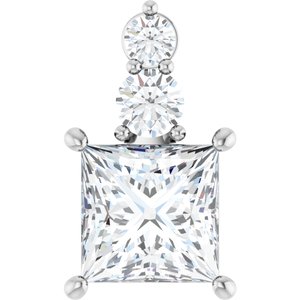 Sterling Silver 8x8 mm Square Pendant Mounting