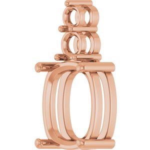 14K Rose Gold 12x10 mm Elongated Cushion Pendant Mounting – image 4