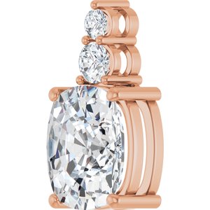 10K Rose Gold 12x10 mm Elongated Cushion Pendant Mounting – image 3