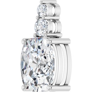 18K White Gold 12x10 mm Elongated Cushion Pendant Mounting – image 3