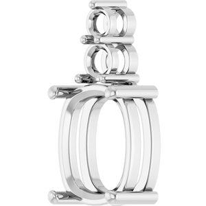 Sterling Silver 12x10 mm Elongated Cushion Pendant Mounting – image 4