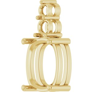 10K Yellow Gold 12x10 mm Elongated Cushion Pendant Mounting – image 4
