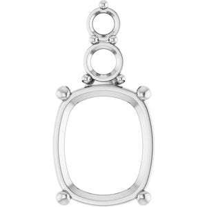 10K White Gold 12x10 mm Elongated Cushion Pendant Mounting – image 2