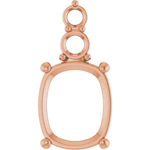 10K Rose Gold 12x10 mm Elongated Cushion Pendant Mounting – image 2