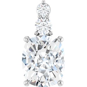 14K X1 White Gold 12x10 mm Elongated Cushion Pendant Mounting