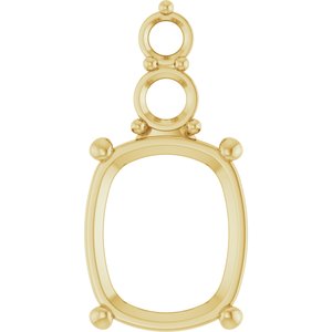 18K Yellow Gold 12x10 mm Elongated Cushion Pendant Mounting – image 2