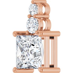 10K Rose Gold 8x8 mm Square Pendant Mounting – image 3