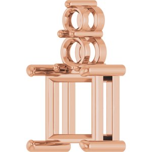 14K Rose Gold 8x8 mm Square Pendant Mounting – image 4