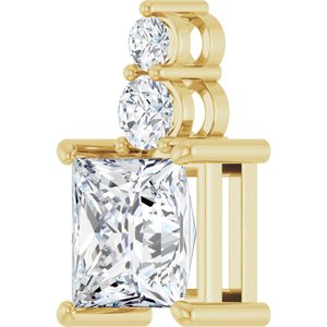 14K Yellow Gold 8x8 mm Square Pendant Mounting – image 3