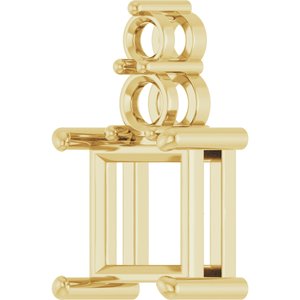 18K Yellow Gold 8x8 mm Square Pendant Mounting – image 4