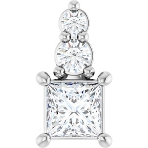 14K White Gold 3.25x3.25 mm Square Pendant Mounting