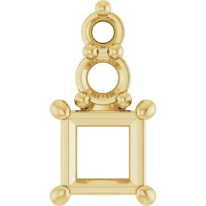 10K Yellow Gold 3.25x3.25 mm Square Pendant Mounting – image 2