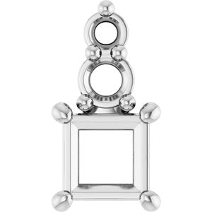 10K White Gold 3.25x3.25 mm Square Pendant Mounting – image 2